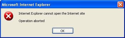 Internet Explorer cannot open the Internet site - Operation aborted